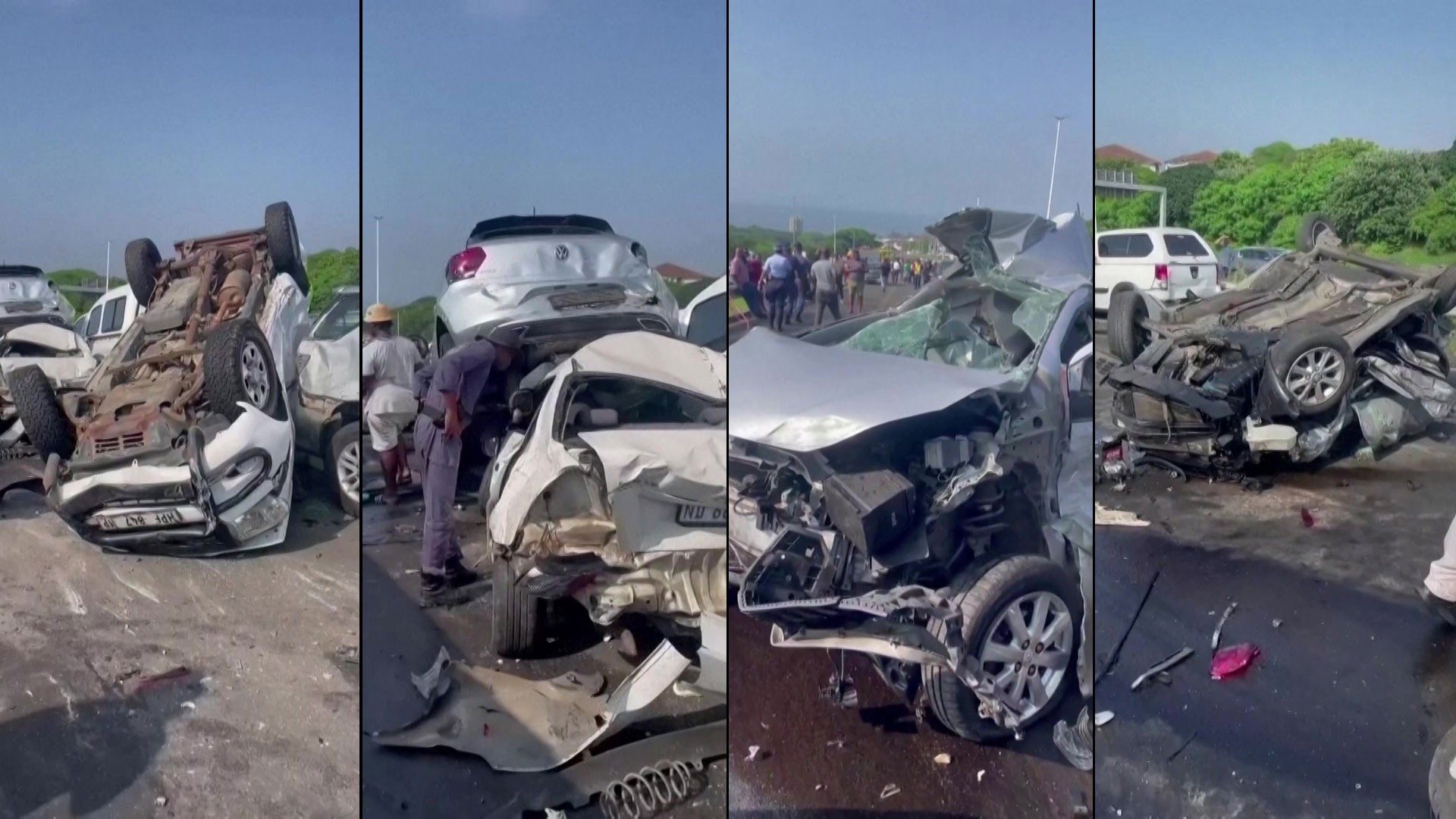 Batida deixa mais de 30 veículos amontoados em rodovia na África do Sul