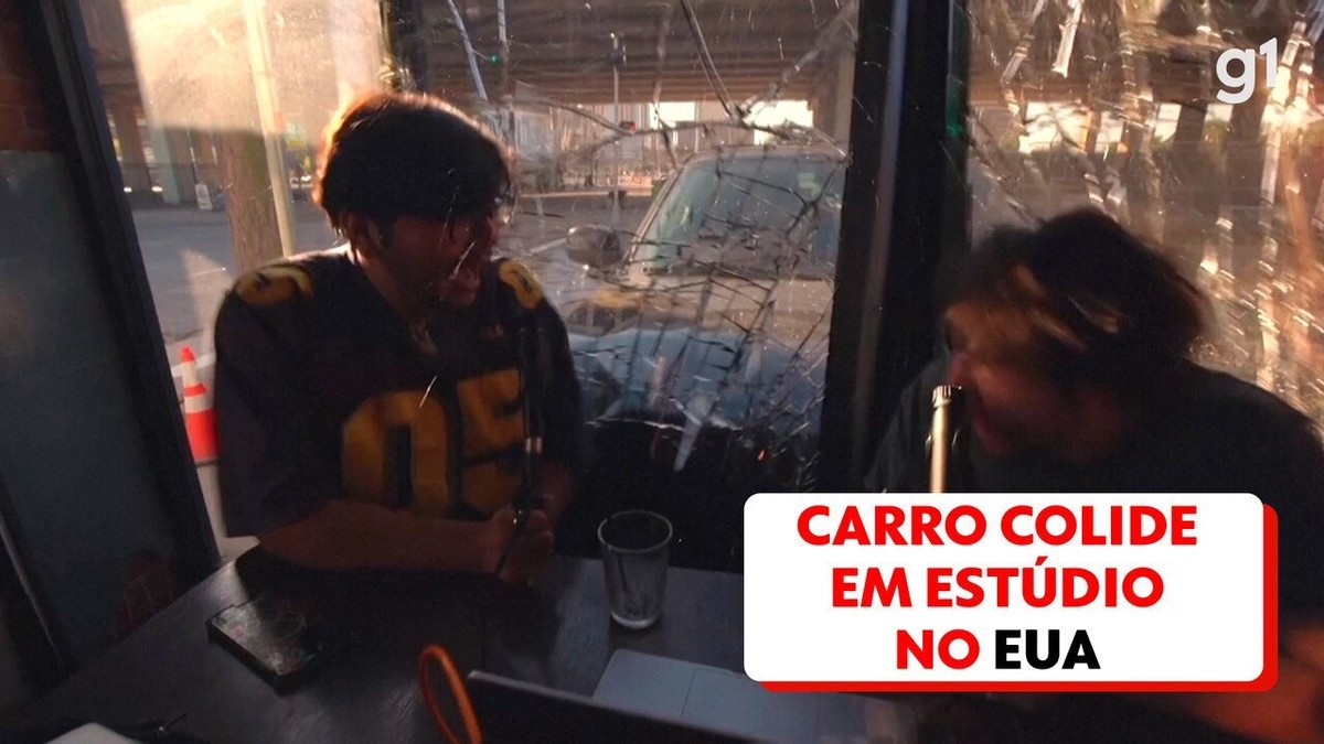 VÍDEO: Carro colide em estúdio durante transmissão ao vivo nos EUA