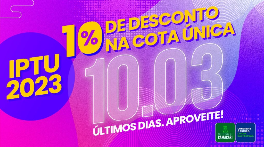 Pagamento de cota única do IPTU com desconto encerra 10 de março