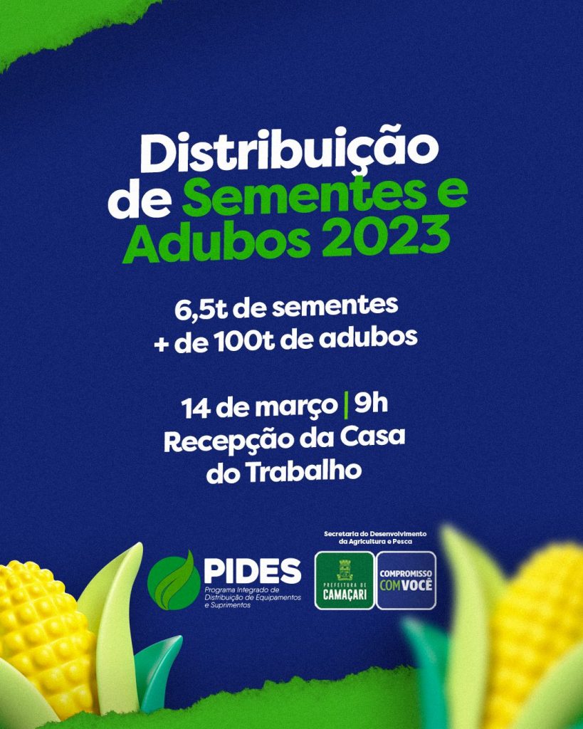 Sedap inicia entrega de toneladas de sementes e adubos na terça-feira (14)