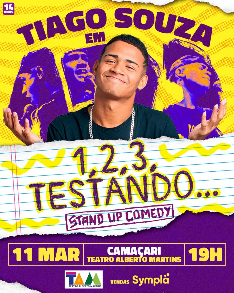 Teatro Alberto Martins recebe show do humorista Tiago Souza neste sábado (11)