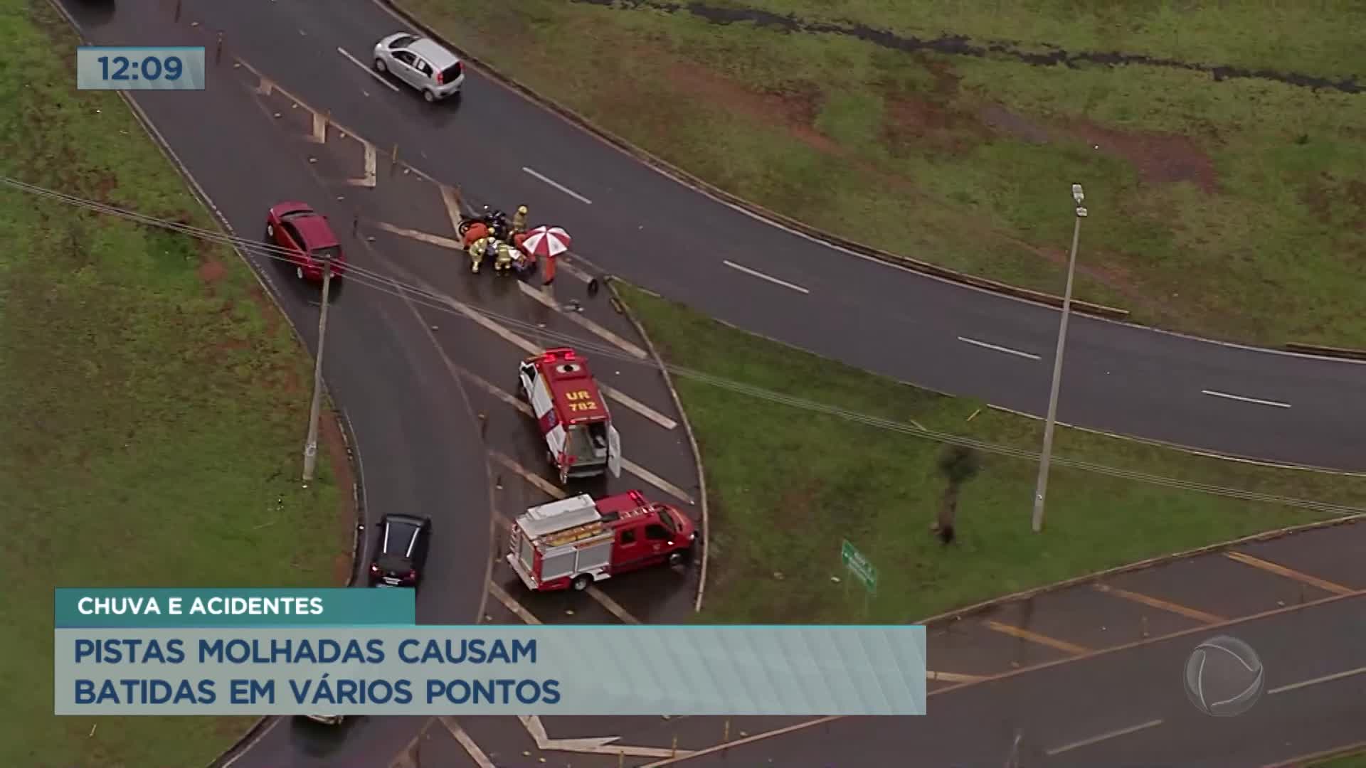 Pistas molhadas causam batidas em vários pontos do DF