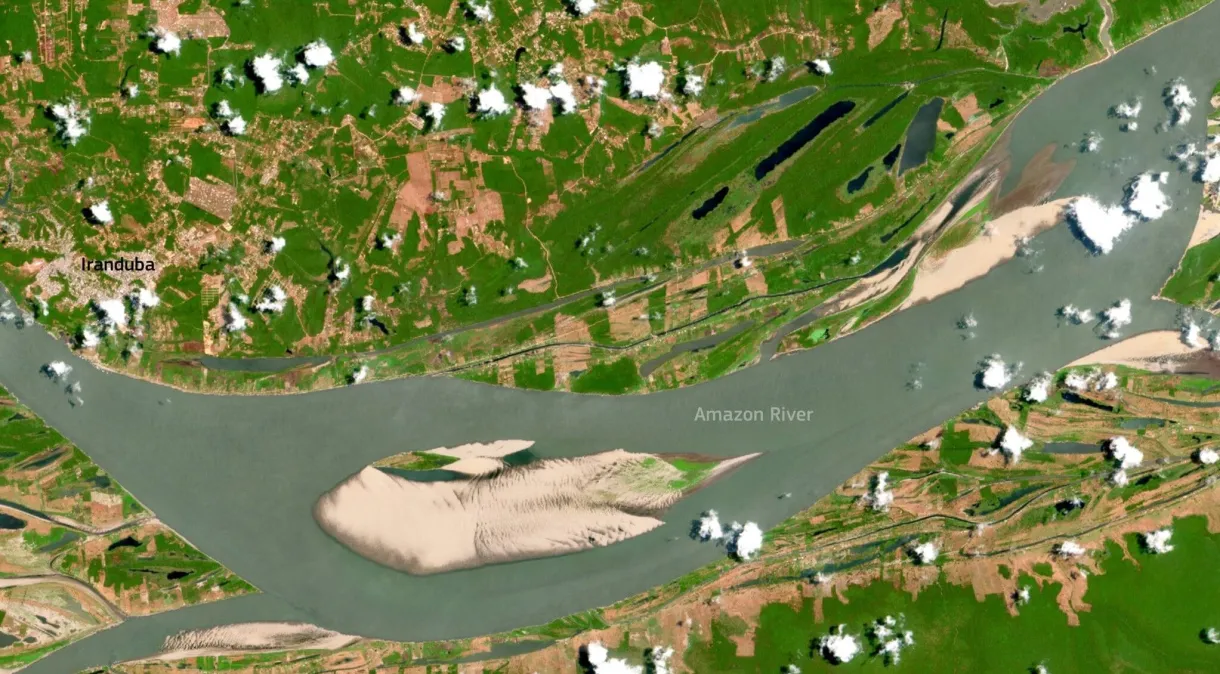 Imagem de satélite mostra retrato da seca no rio Amazonas
