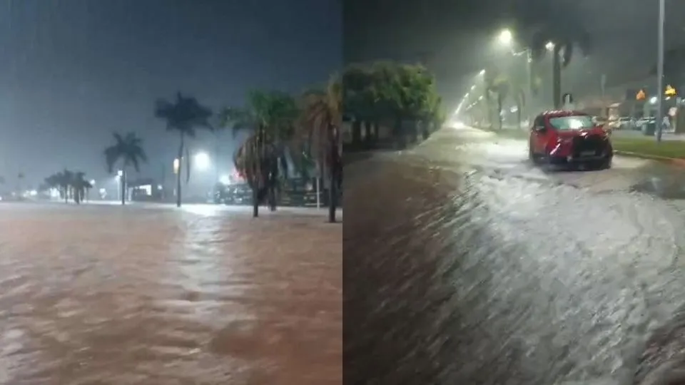 Veículos são arrastados durante chuva forte em Mato Grosso