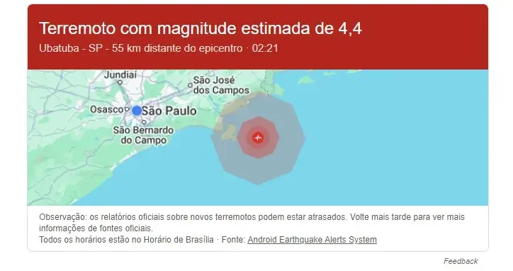 Google pede desculpas e diz que investiga falso alerta de terremoto