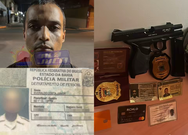 POLÍCIA FAKE: Guarnições de Valéria prendem homem se passando por soldado e encontram carteiras falsas da PM, Polícia Penal e da Federal; arma de brinquedo foi apreendida