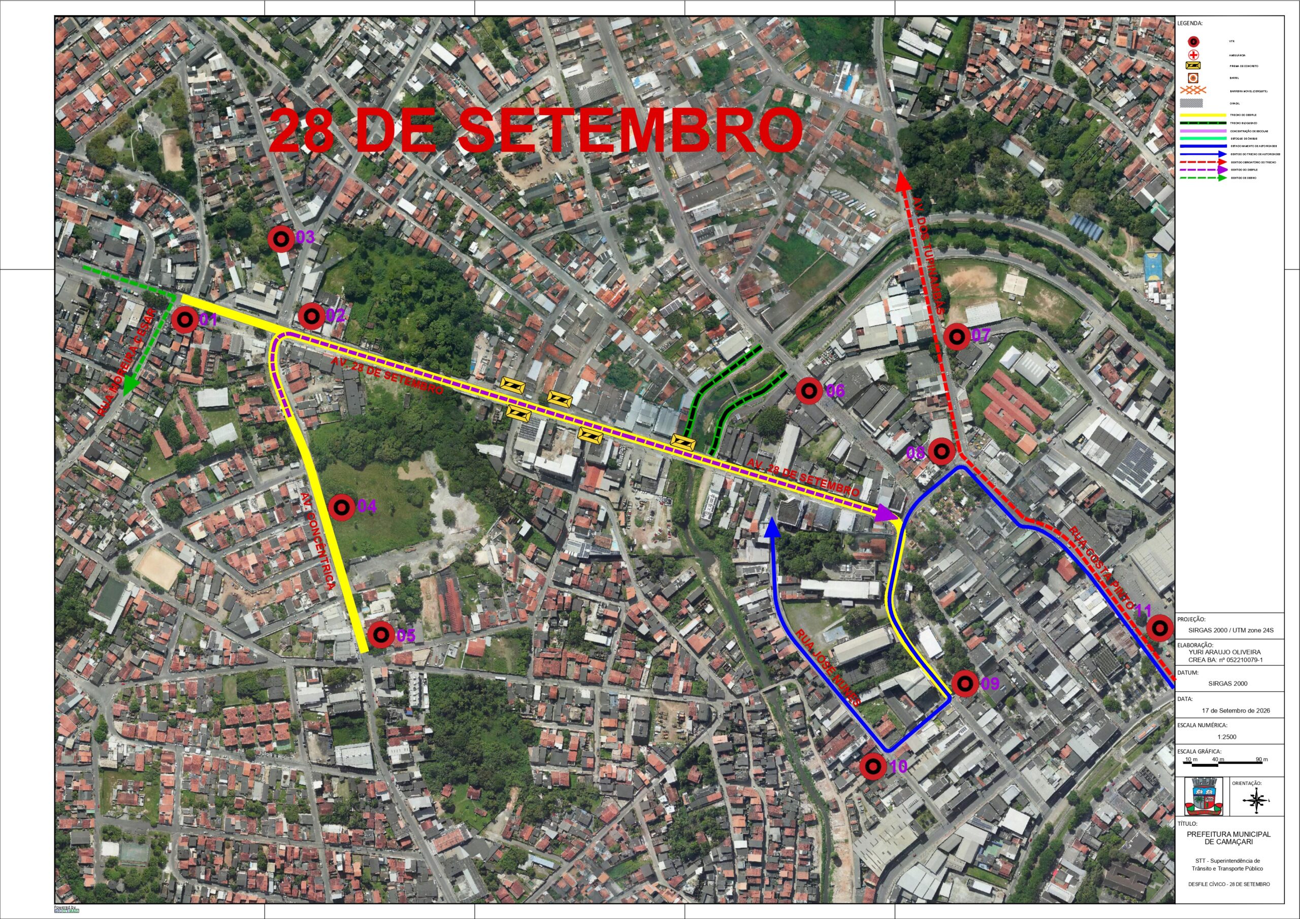 STT define mudanças no trânsito e transporte para desfile cívico de 28 de Setembro no Centro da cidade